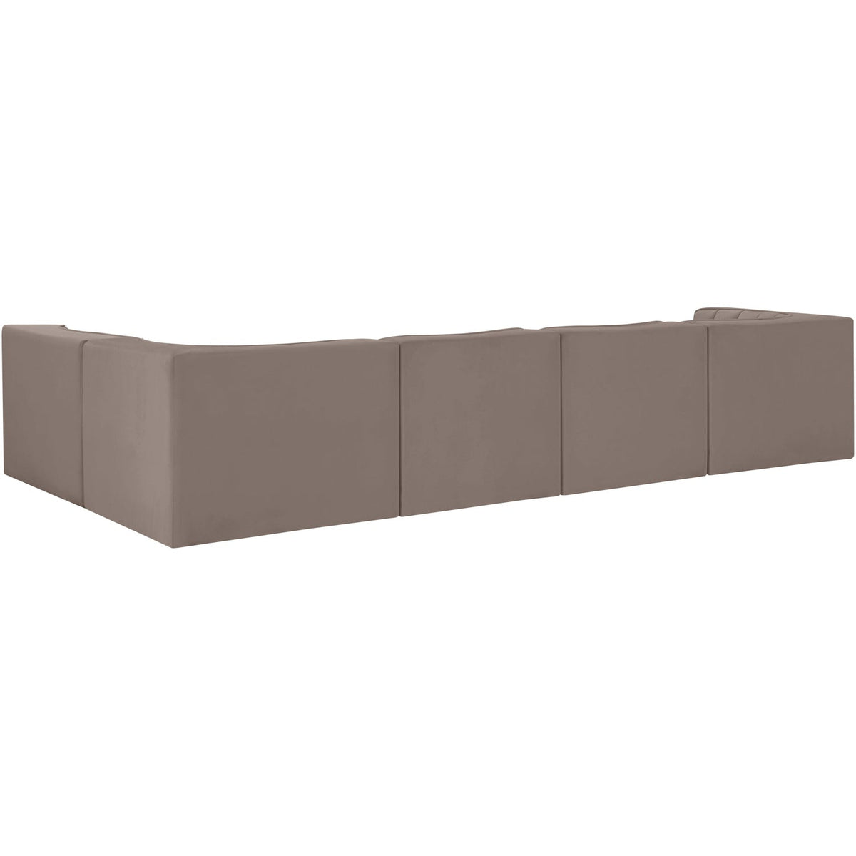 Rummi Taupe Velvet Performance Fabric Upholstered 5 Piece Modular Sectional Sofa