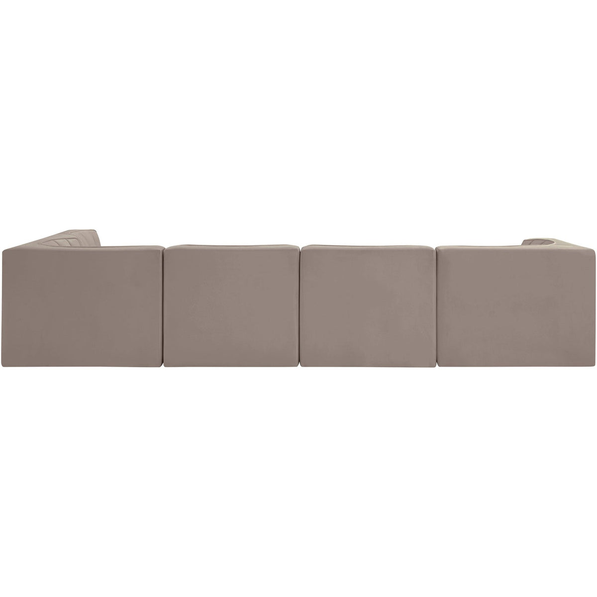 Rummi Taupe Velvet Performance Fabric Upholstered 5 Piece Modular Sectional Sofa