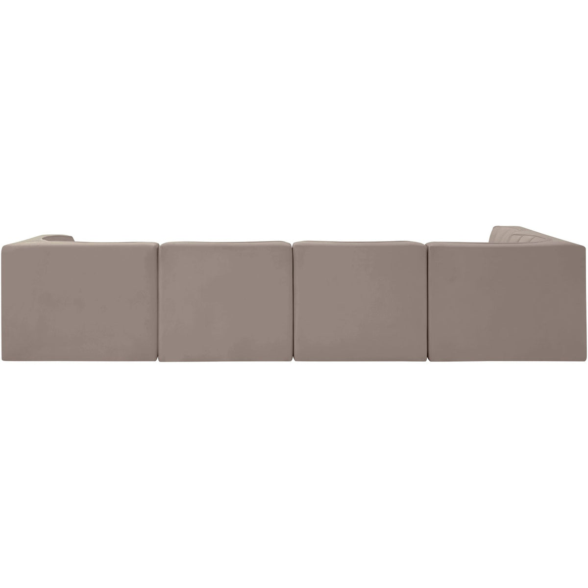 Rummi Taupe Velvet Performance Fabric Upholstered 5 Piece Modular Sectional Sofa