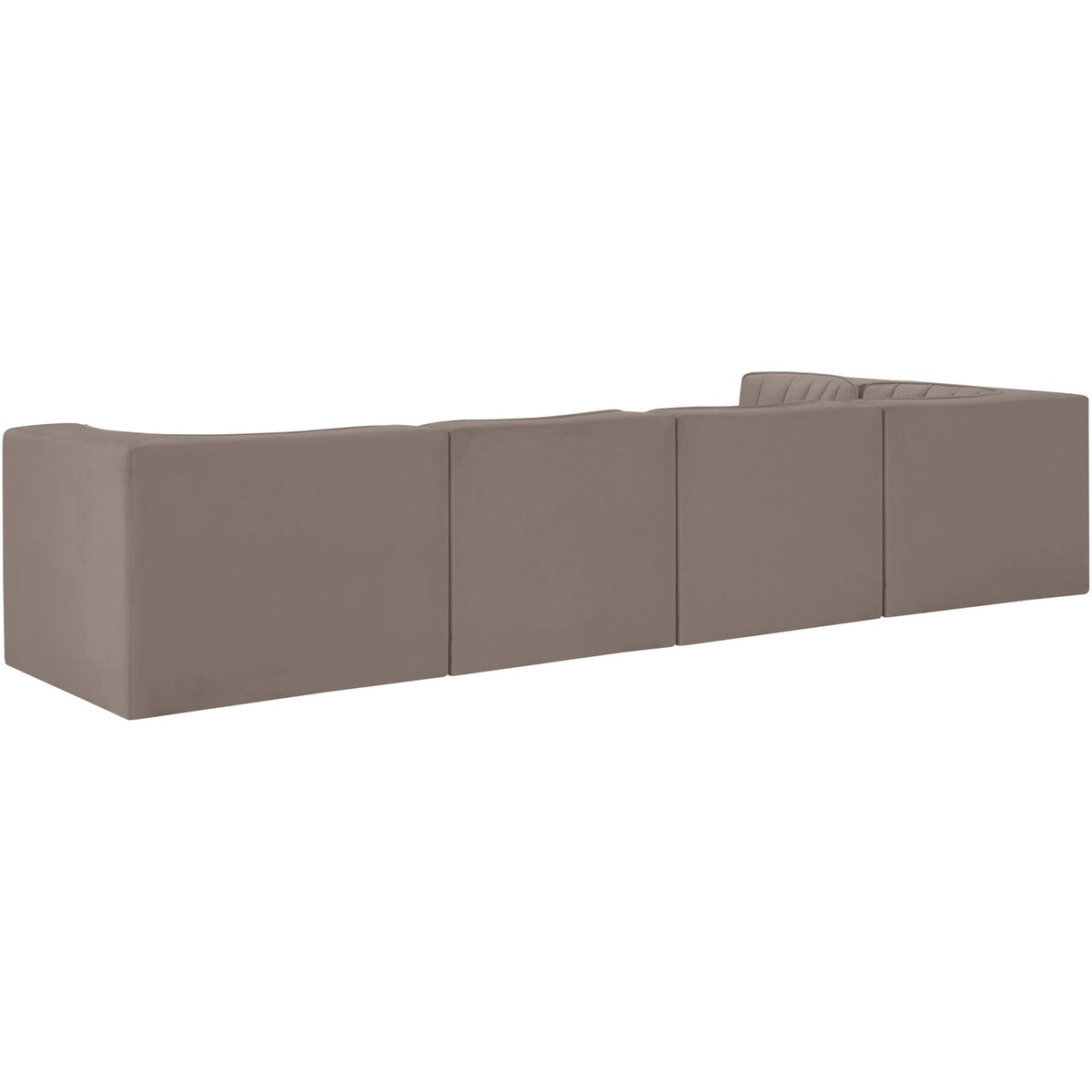 Rummi Taupe Velvet Performance Fabric Upholstered 5 Piece Modular Sectional Sofa
