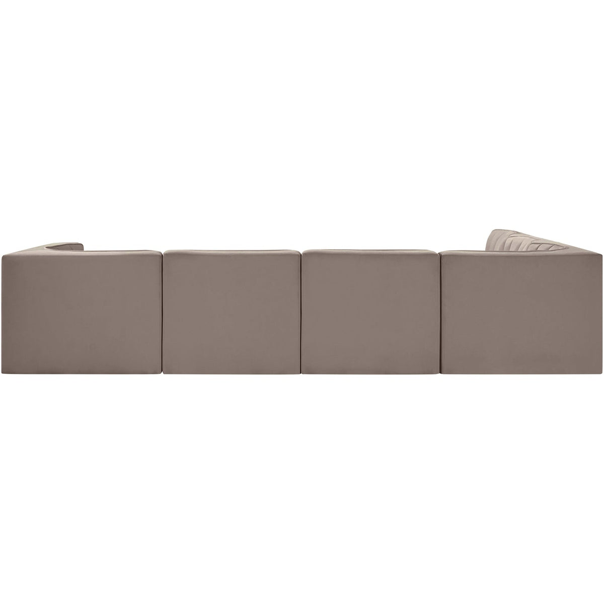 Rummi Taupe Velvet Performance Fabric Upholstered 6 Piece Modular Sectional Sofa