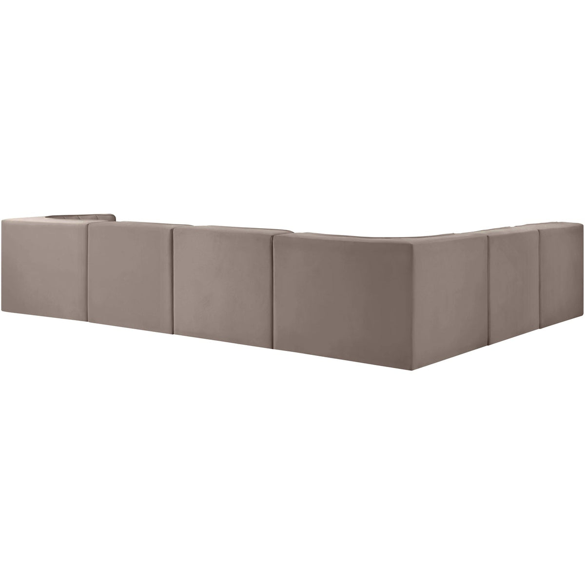 Rummi Taupe Velvet Performance Fabric Upholstered 6 Piece Modular Sectional Sofa