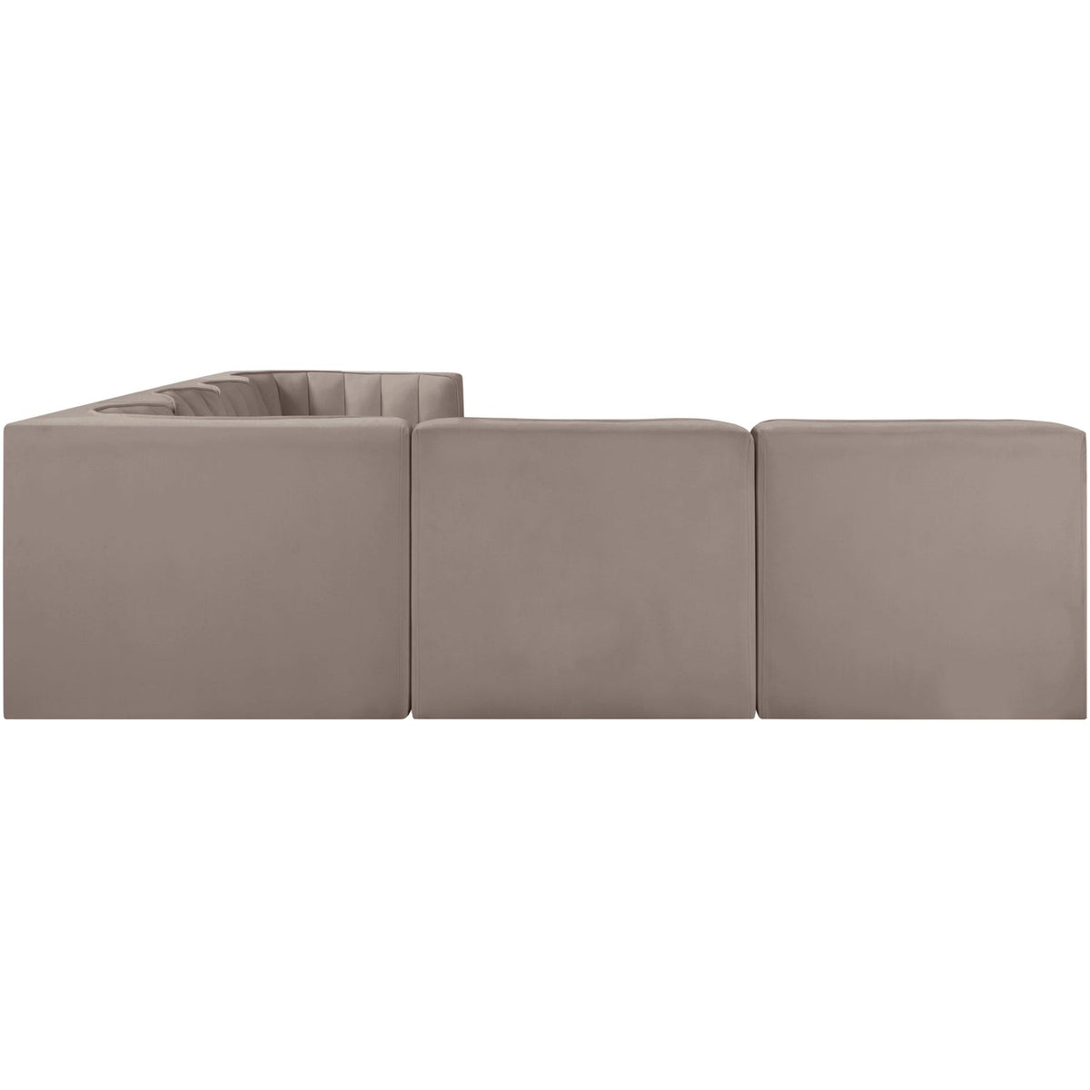 Rummi Taupe Velvet Performance Fabric Upholstered 6 Piece Modular Sectional Sofa