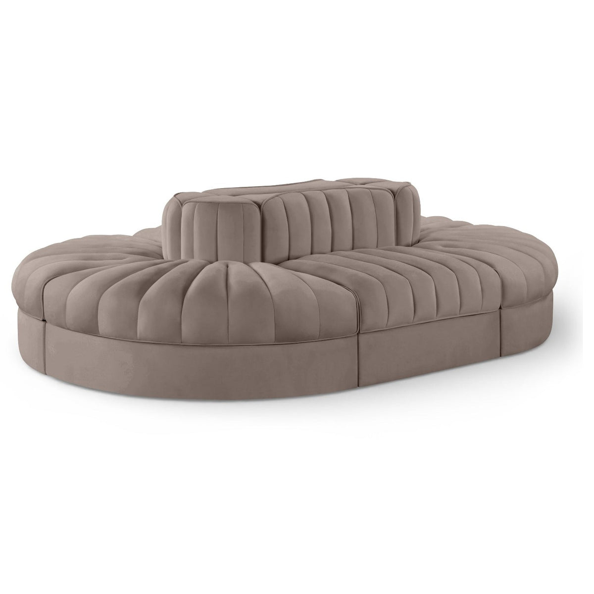 Rummi Taupe Velvet Performance Fabric Upholstered 6pc. Modular Sectional in taupe velvet, primary product view