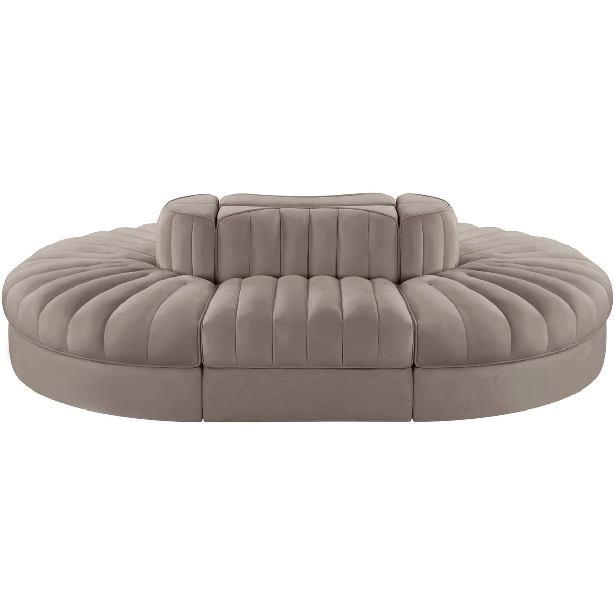 Rummi Taupe Velvet Performance Fabric Upholstered 6 Piece Modular Sectional Sofa