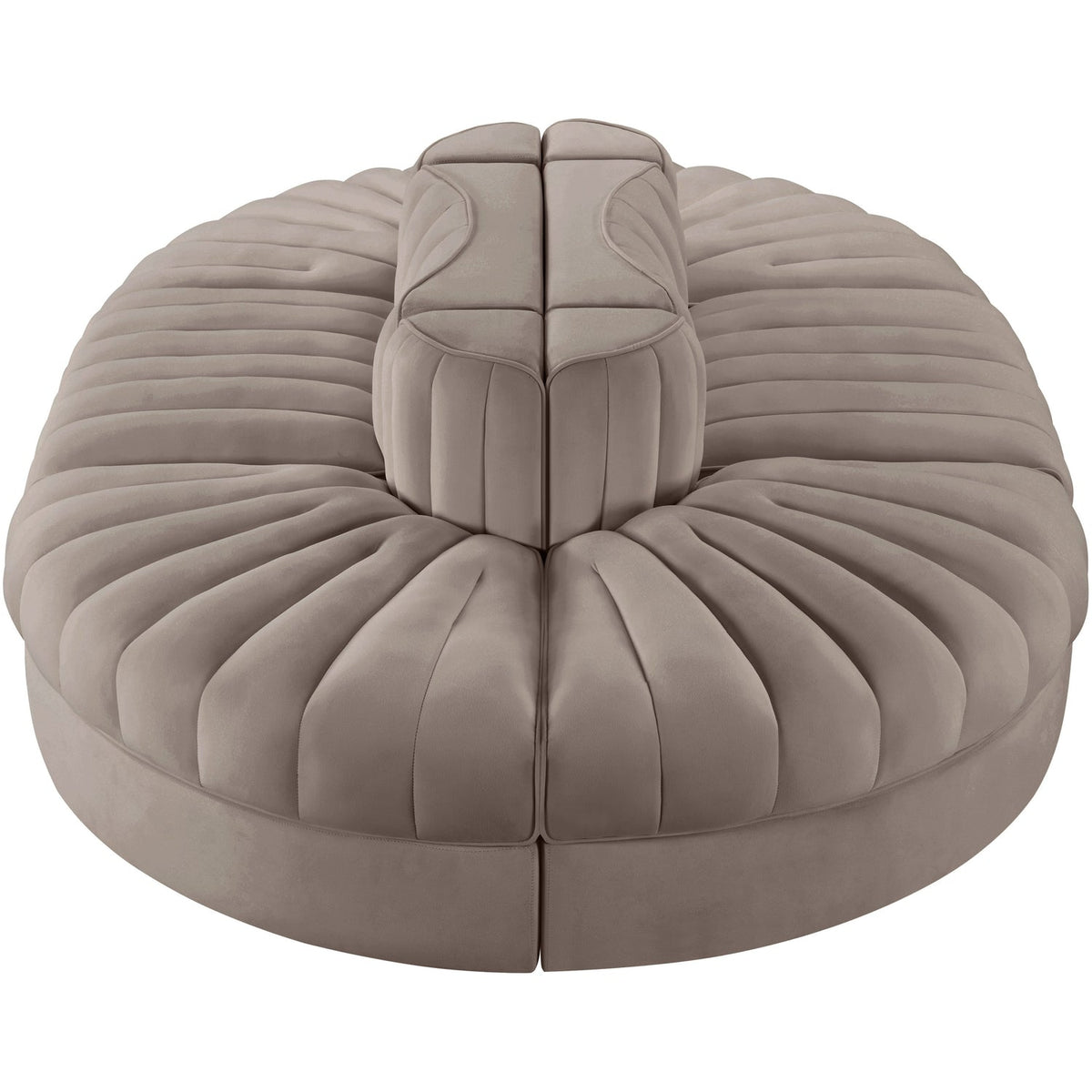 Rummi Taupe Velvet Performance Fabric Upholstered 6 Piece Modular Sectional Sofa