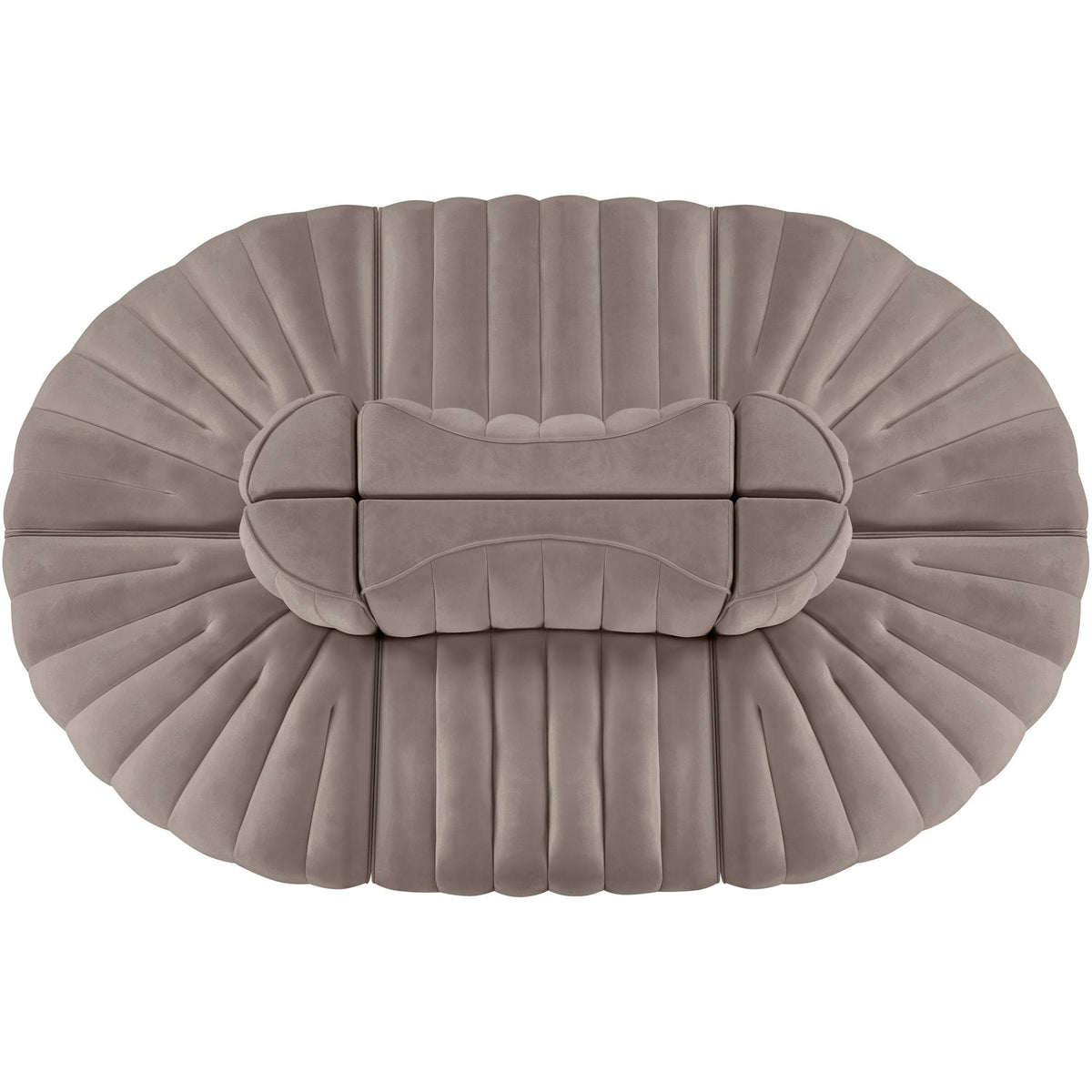 Rummi Taupe Velvet Performance Fabric Upholstered 6 Piece Modular Sectional Sofa