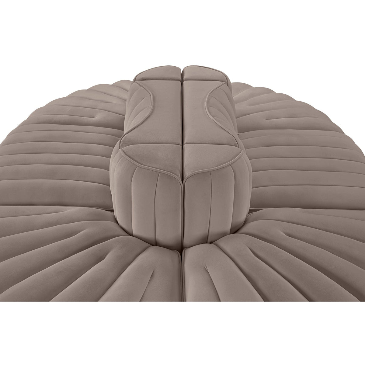 Rummi Taupe Velvet Performance Fabric Upholstered 6 Piece Modular Sectional Sofa