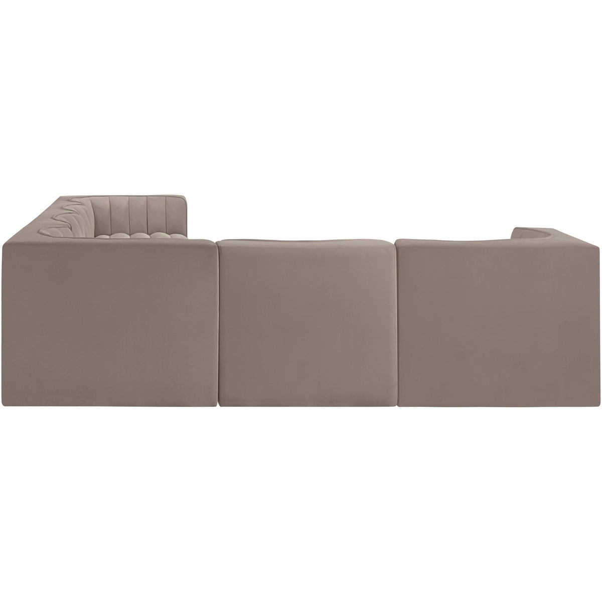 Rummi Taupe Velvet Performance Fabric Upholstered 6 Piece Modular Sectional Sofa