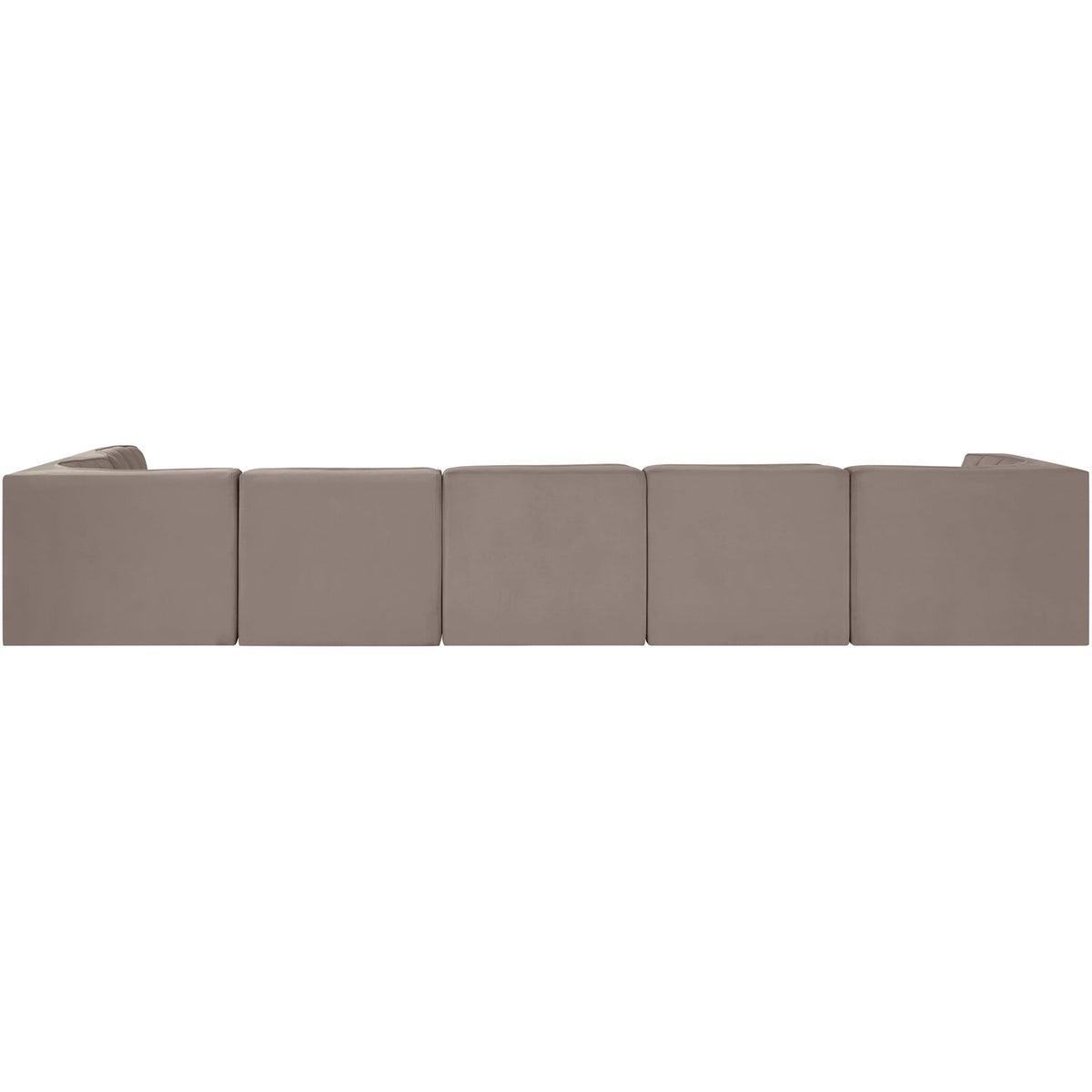 Rummi Taupe Velvet Performance Fabric Upholstered 6 Piece Modular Sectional Sofa