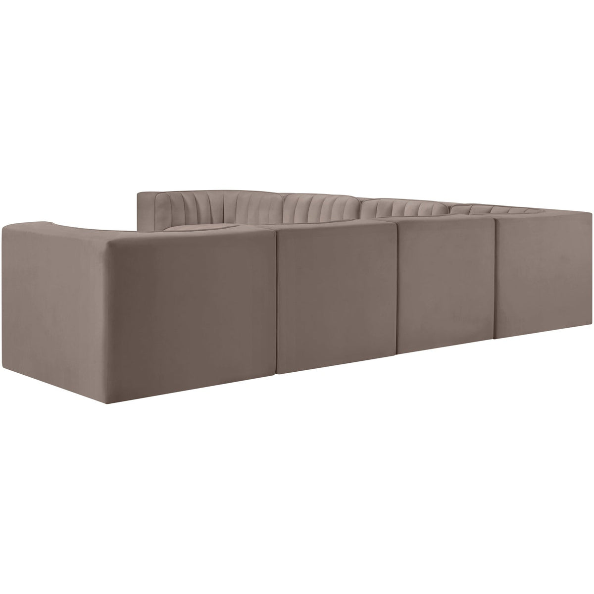 Rummi Taupe Velvet Performance Fabric Upholstered 7 Piece Modular Sectional Sofa