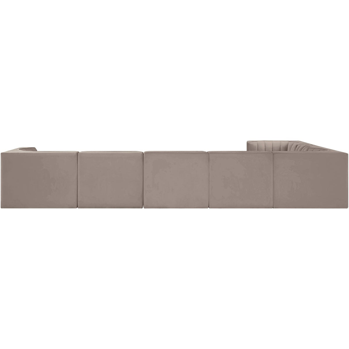 Rummi Taupe Velvet Performance Fabric Upholstered 7 Piece Modular Sectional Sofa