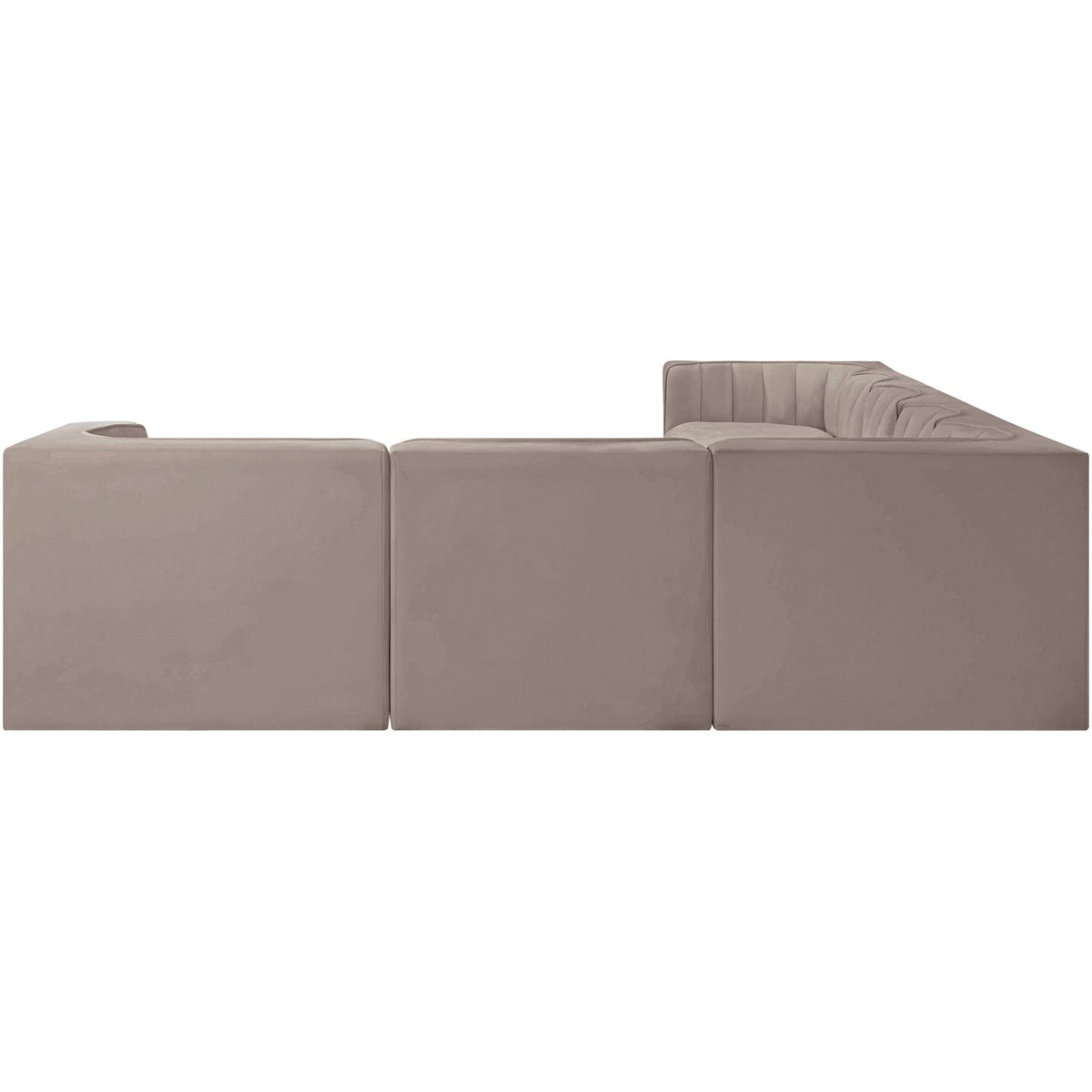 Rummi Taupe Velvet Performance Fabric Upholstered 7 Piece Modular Sectional Sofa