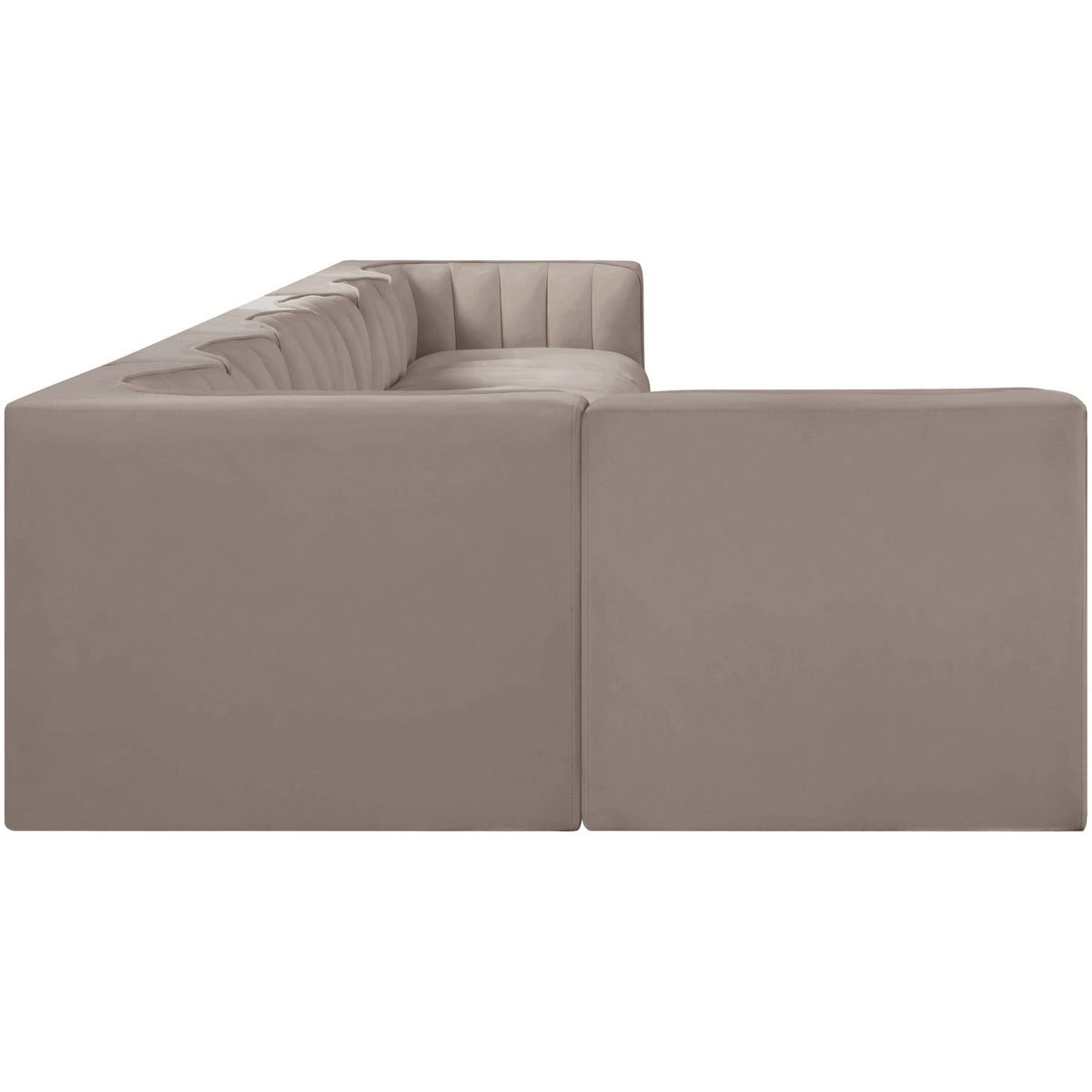 Rummi Taupe Velvet Performance Fabric Upholstered 7 Piece Modular Sectional Sofa