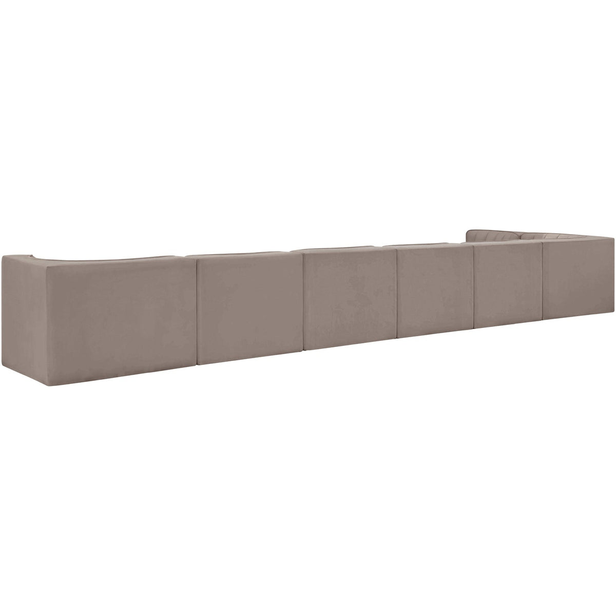Rummi Taupe Velvet Performance Fabric Upholstered 7 Piece Modular Sectional Sofa