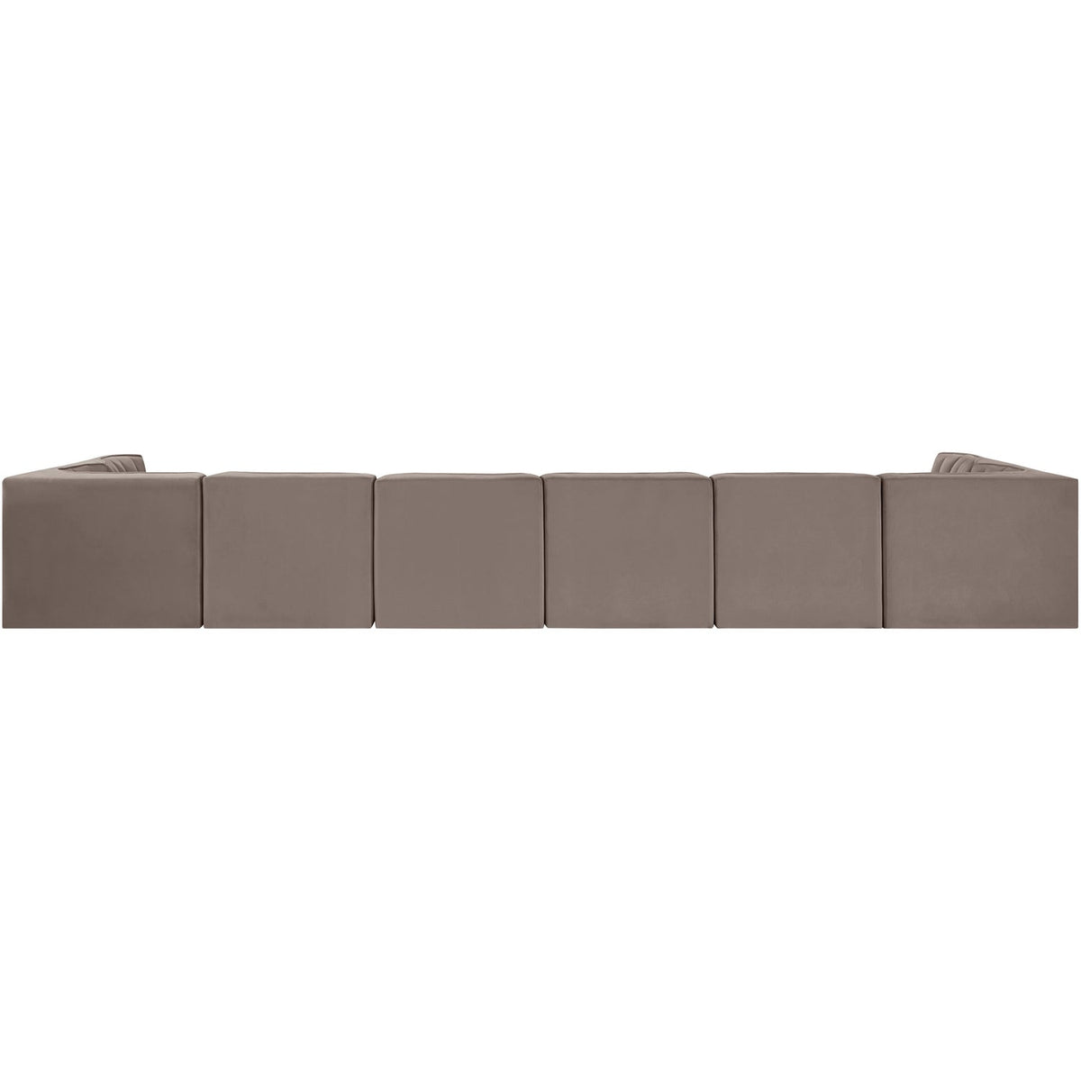 Rummi Taupe Velvet Performance Fabric Upholstered 8 Piece Modular Sectional Sofa