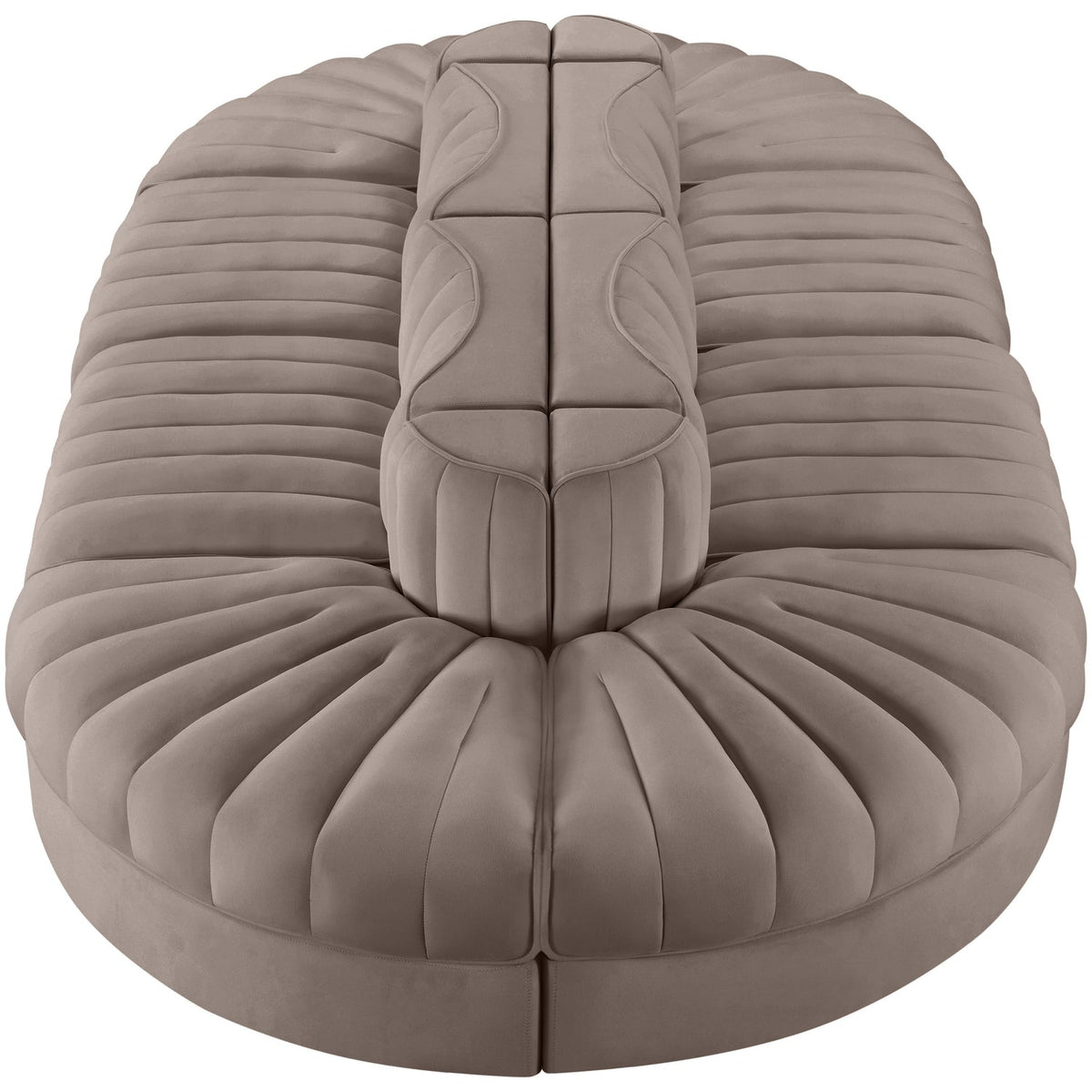 Rummi Taupe Velvet Performance Fabric Upholstered 8 Piece Modular Sectional Sofa