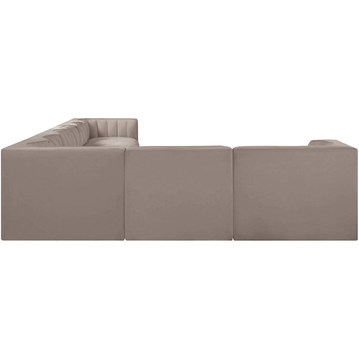 Rummi Taupe Velvet Performance Fabric Upholstered 8 Piece Modular Sectional Sofa
