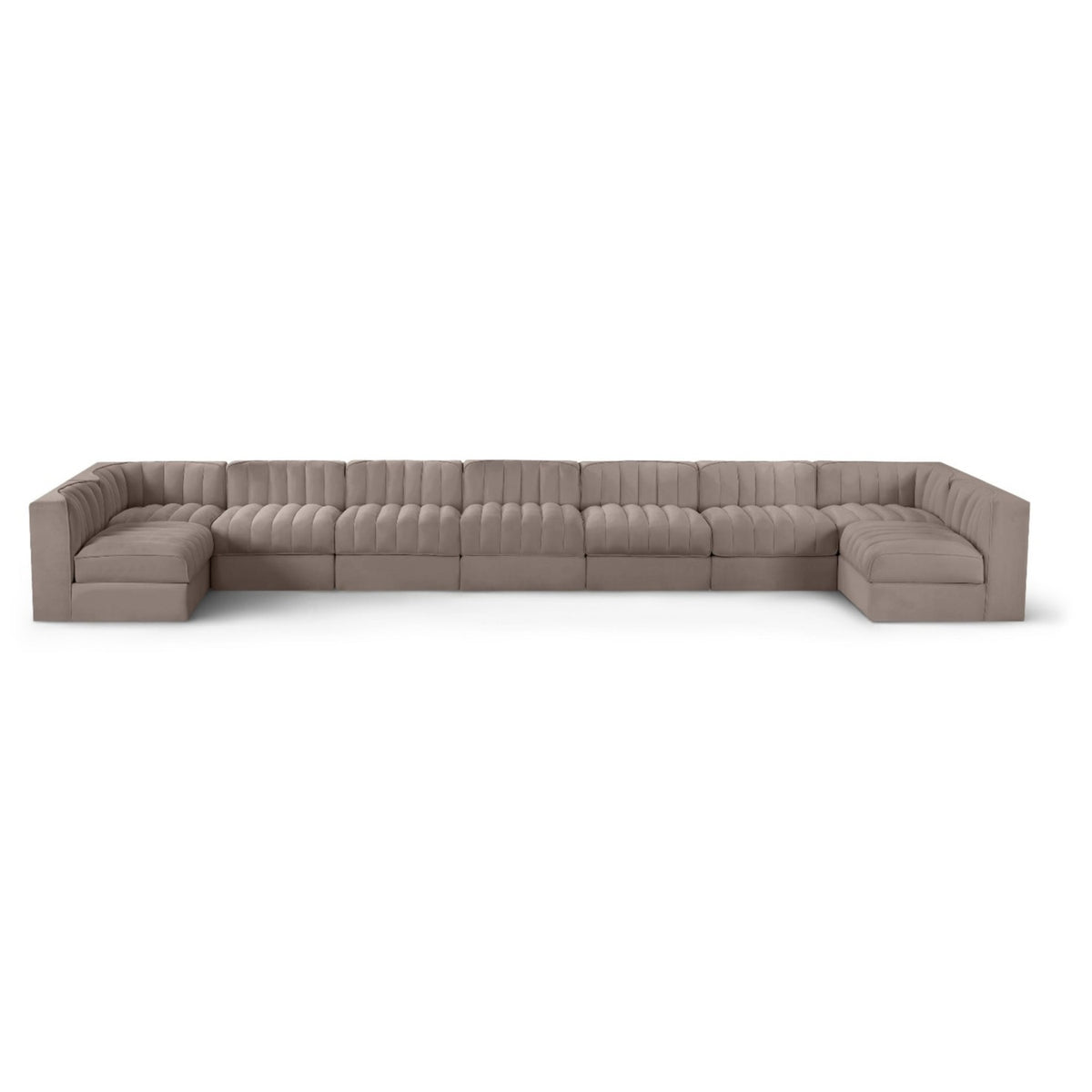 Rummi Taupe Velvet Performance Fabric Upholstered 9pc. Modular Sectional in taupe velvet, primary product view