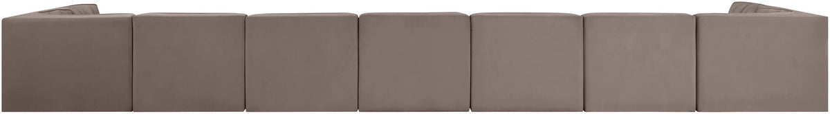 Rummi Taupe Velvet Performance Fabric Upholstered 9 Piece Modular Sectional Sofa