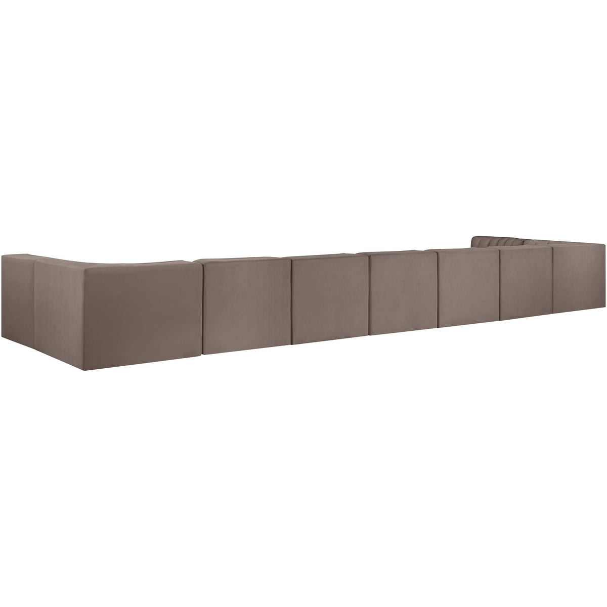 Rummi Taupe Velvet Performance Fabric Upholstered 9 Piece Modular Sectional Sofa