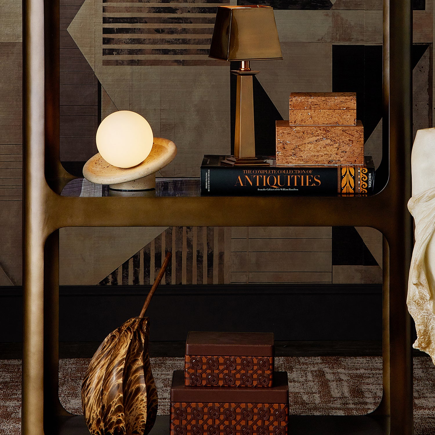 Currey & Co Wander Brass Cordless Table Lamp