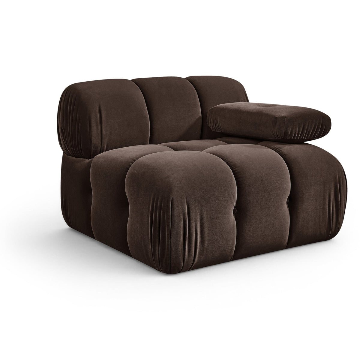 Orin Brown Velvet Performance Fabric Upholstered Modular Chair in brown velvet performance fabric, primary product view