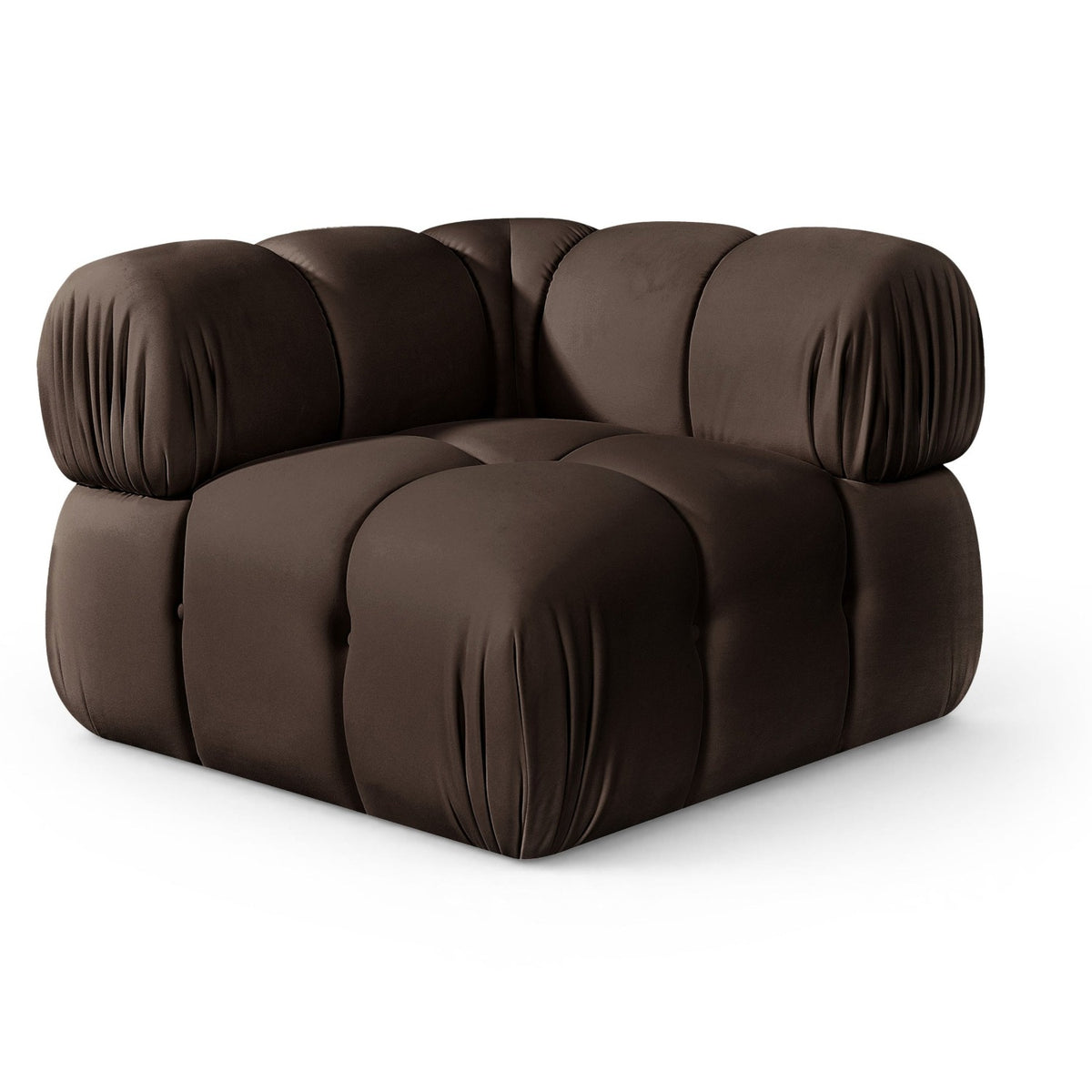 Orin Brown Velvet Performance Fabric Upholstered Modular Corner Chair, 37"W x 37"D x 28"H, primary product view