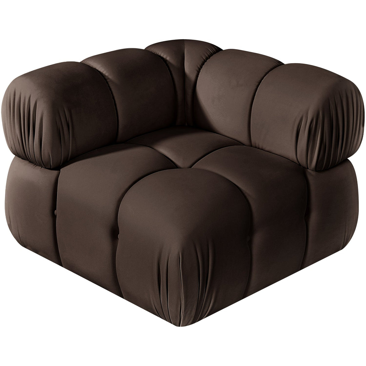 Orin Brown Velvet Performance Fabric Upholstered Modular Corner Chair
