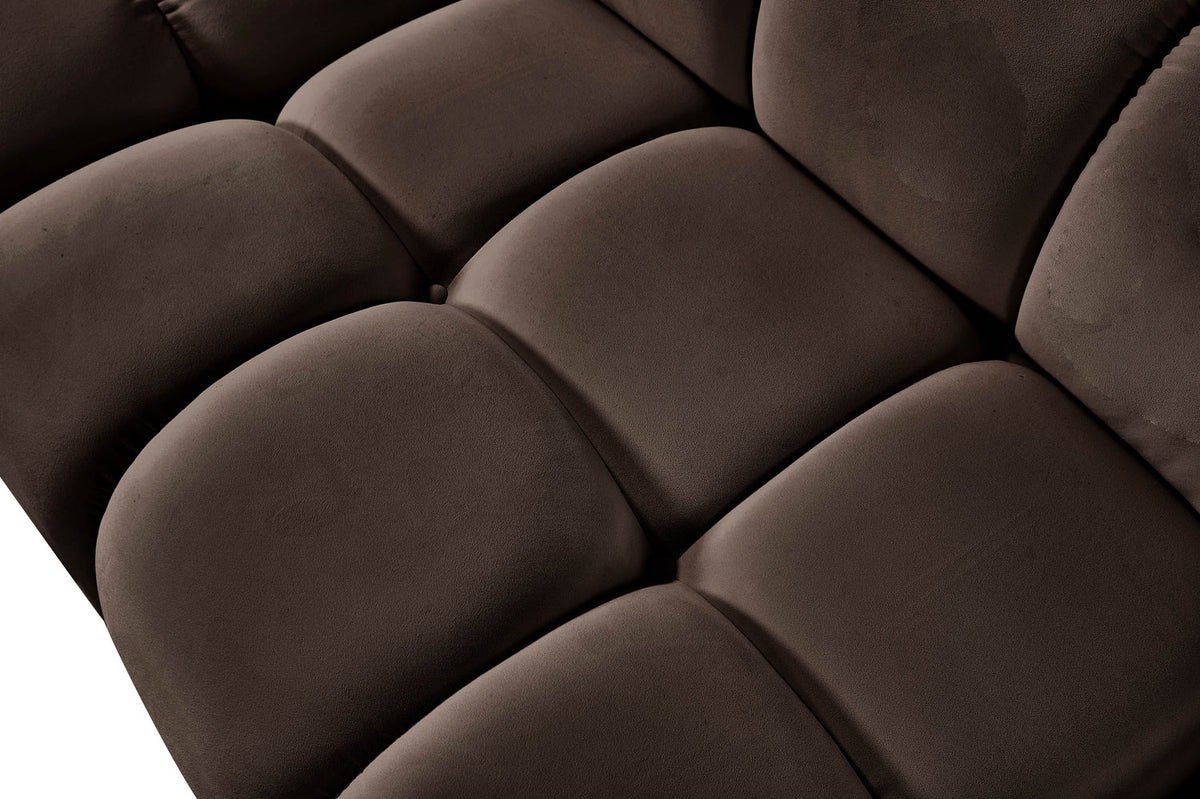 Orin Brown Velvet Performance Fabric Upholstered Modular Ottoman