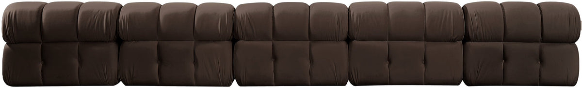 Orin Brown Velvet Performance Fabric Upholstered 5 Piece Modular Sofa