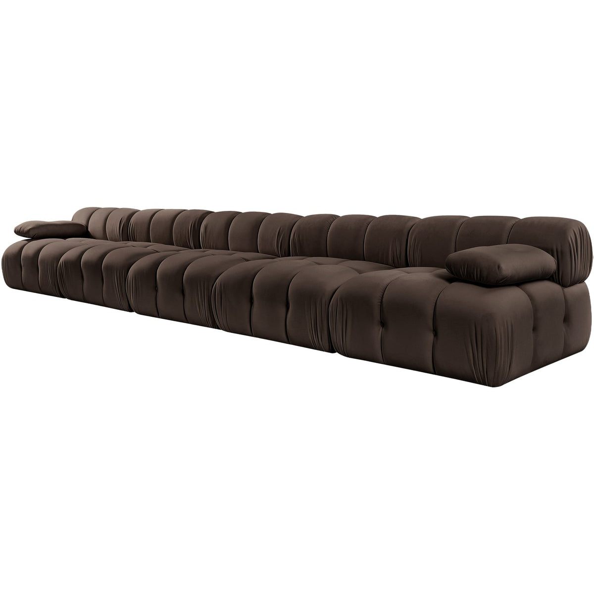 Orin Brown Velvet Performance Fabric Upholstered 5 Piece Modular Sofa