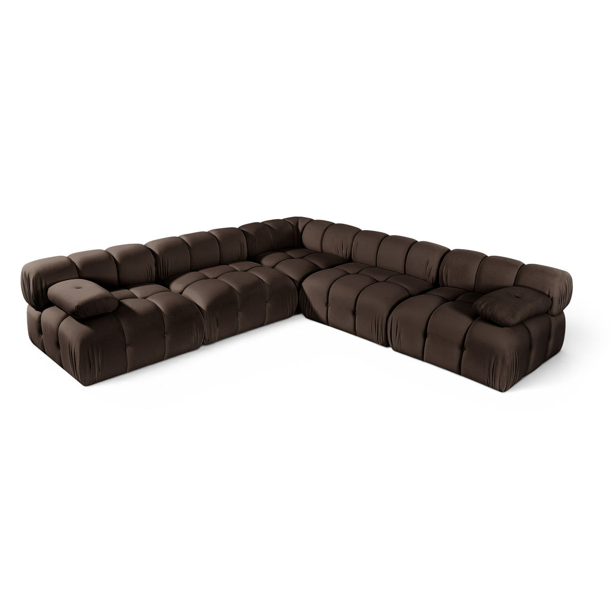 Orin Brown Velvet Performance Fabric Upholstered 5 pc. Modular Sectional, 111"W x 111"D x 28"H, primary product view