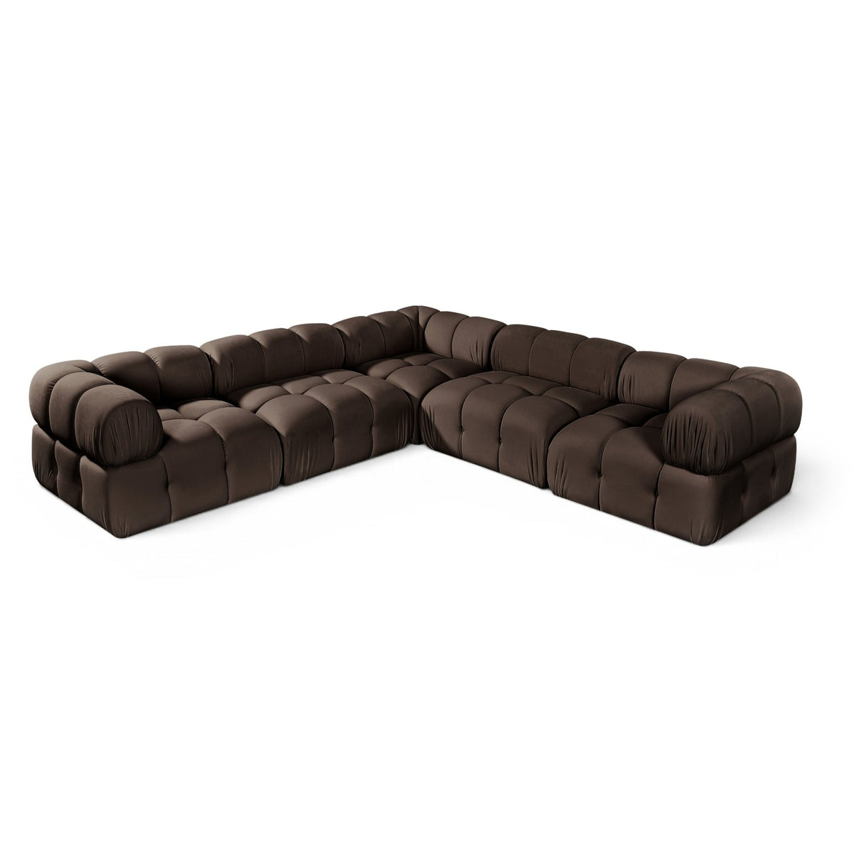 Orin Brown Velvet Performance Fabric Upholstered 5 pc. Modular Sectional, 111"W x 111"D x 28"H, primary product view