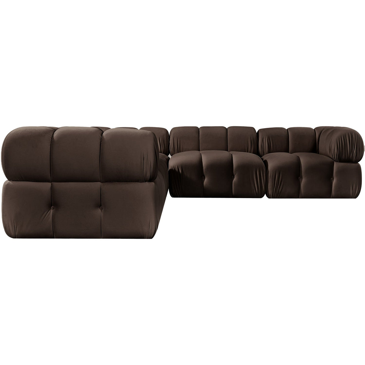 Orin Brown Velvet Performance Fabric Upholstered 5 Piece Modular Sectional Sofa