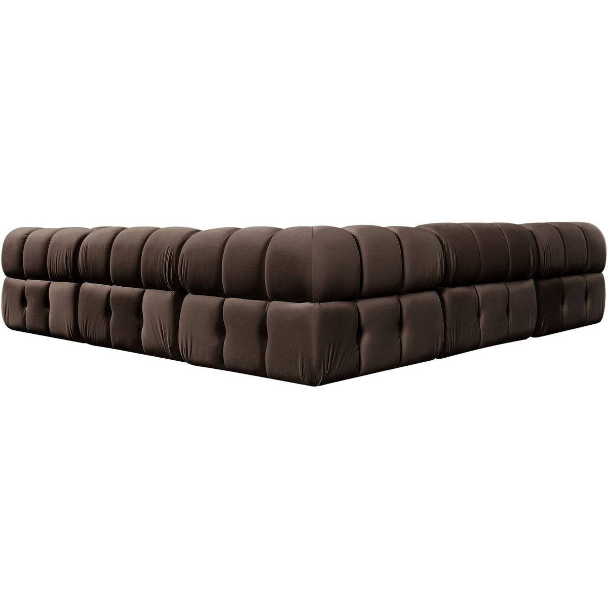 Orin Brown Velvet Performance Fabric Upholstered 5 Piece Modular Sectional Sofa