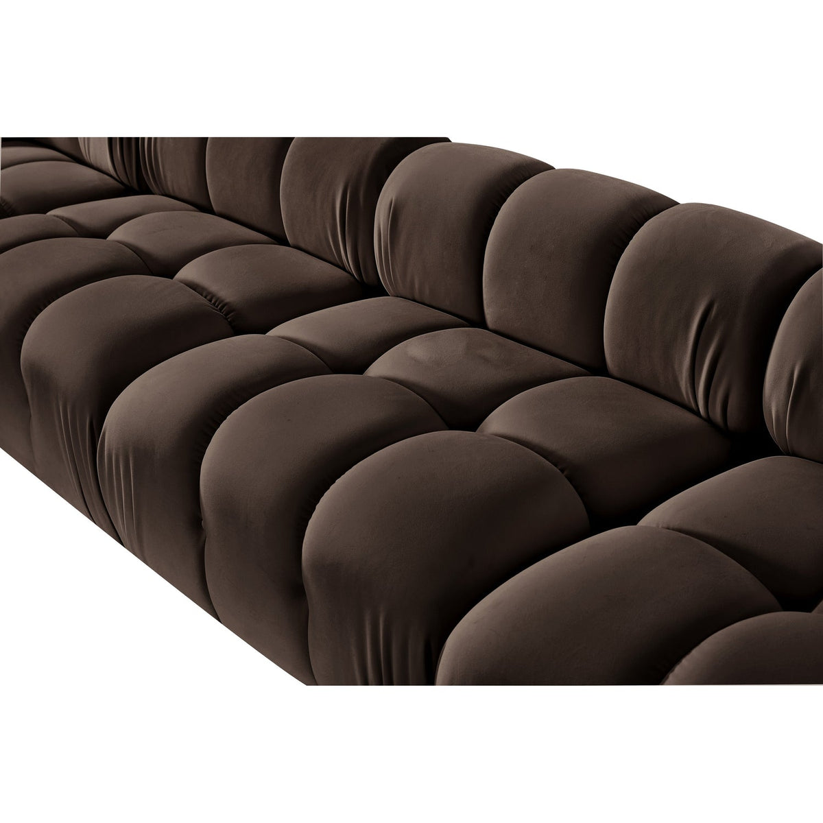 Orin Brown Velvet Performance Fabric Upholstered 5 Piece Modular Sectional Sofa