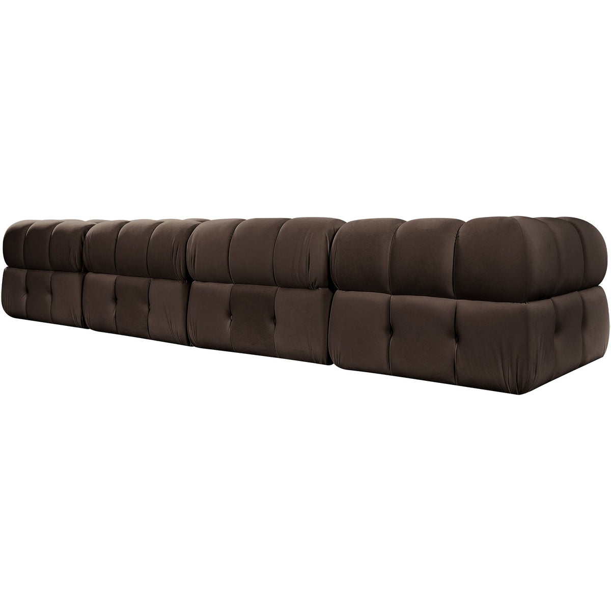 Orin Brown Velvet Performance Fabric Upholstered 5 Piece Modular Sectional Sofa