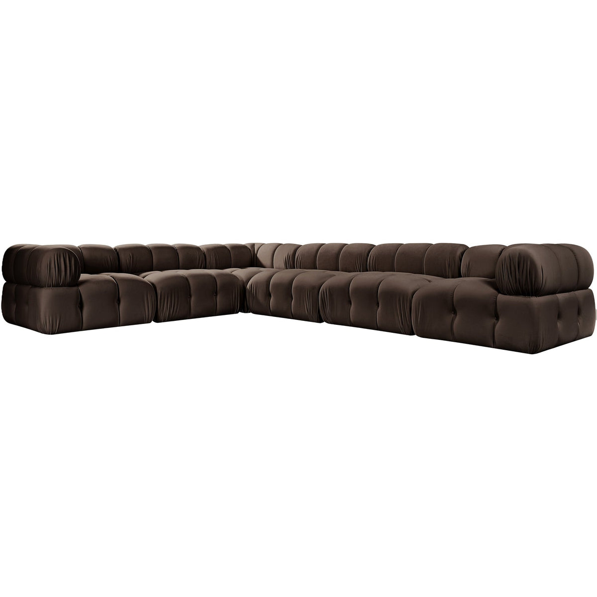 Orin Brown Velvet Performance Fabric Upholstered 6 Piece Modular Sectional Sofa