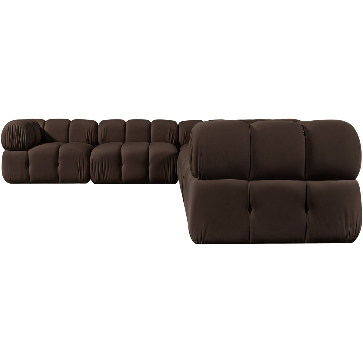 Orin Brown Velvet Performance Fabric Upholstered 6 Piece Modular Sectional Sofa