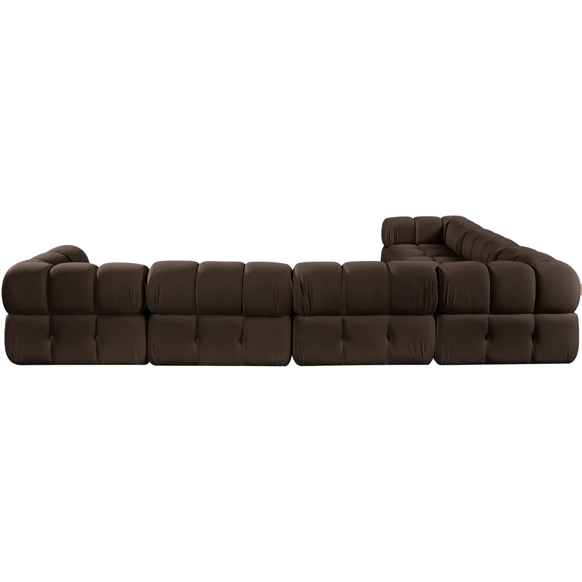 Orin Brown Velvet Performance Fabric Upholstered 6 Piece Modular Sectional Sofa