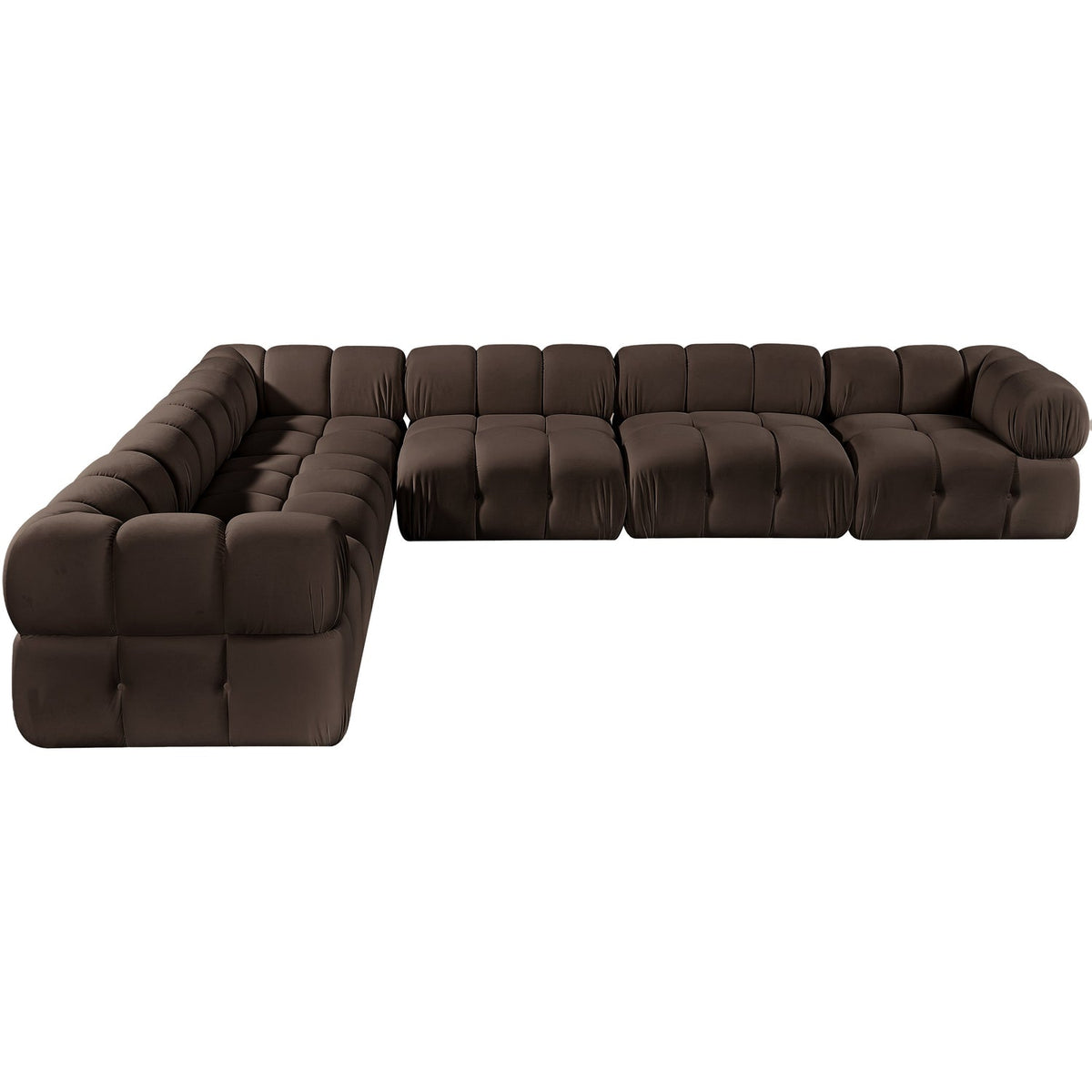 Orin Brown Velvet Performance Fabric Upholstered 6 Piece Modular Sectional Sofa
