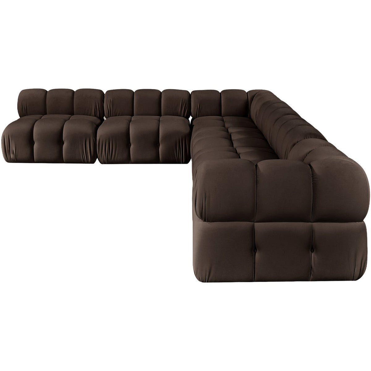 Orin Brown Velvet Performance Fabric Upholstered 6 Piece Modular Sectional Sofa