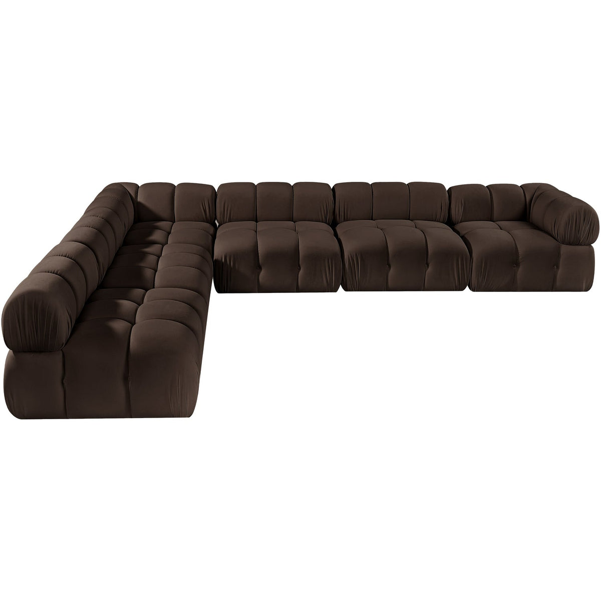 Orin Brown Velvet Performance Fabric Upholstered 6 Piece Modular Sectional Sofa