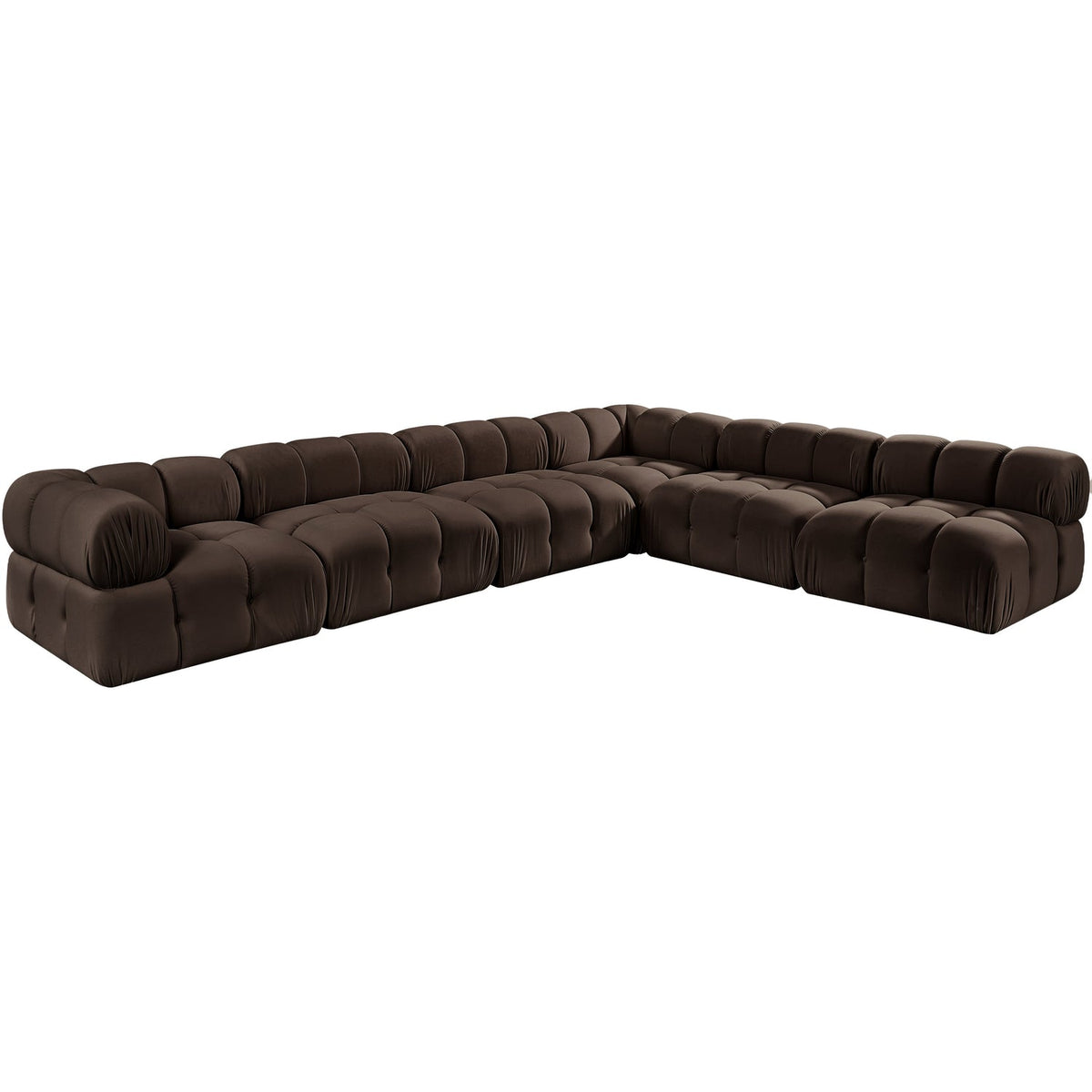 Orin Brown Velvet Performance Fabric Upholstered 6 Piece Modular Sectional Sofa