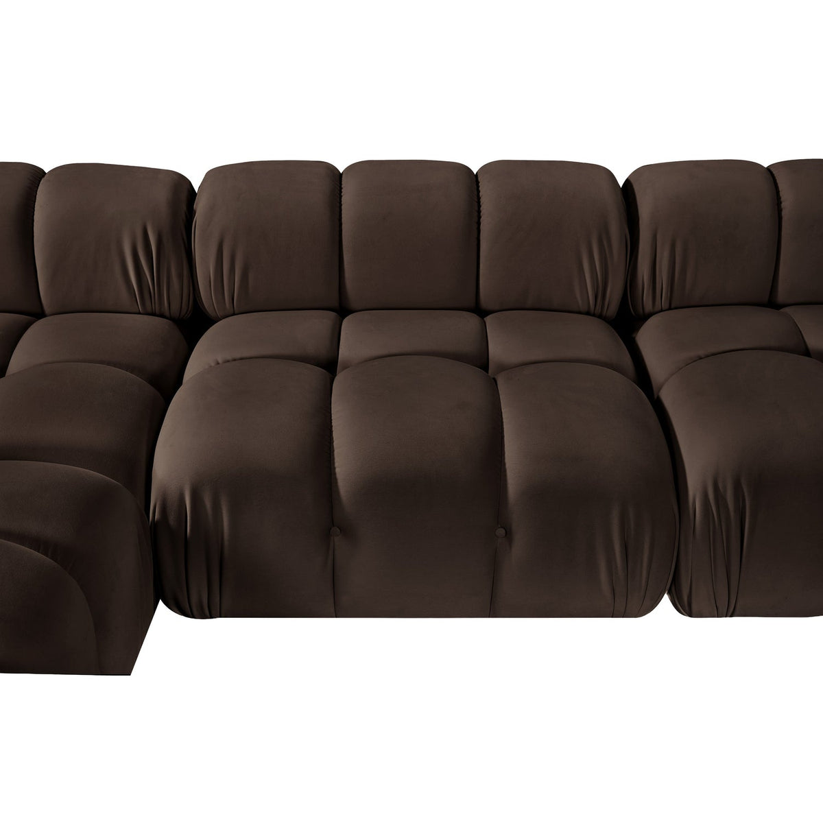 Orin Brown Velvet Performance Fabric Upholstered 6 Piece Modular Sectional Sofa