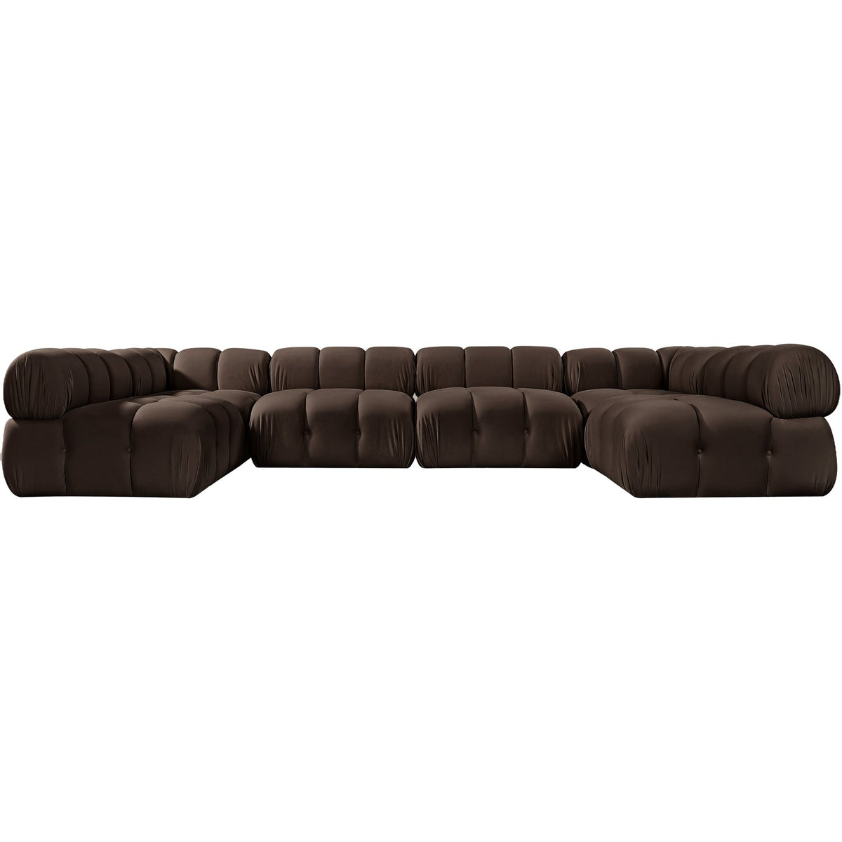 Orin Brown Velvet Performance Fabric Upholstered 6 Piece Modular Sectional Sofa