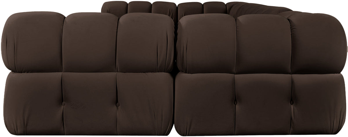 Orin Brown Velvet Performance Fabric Upholstered 6 Piece Modular Sectional Sofa