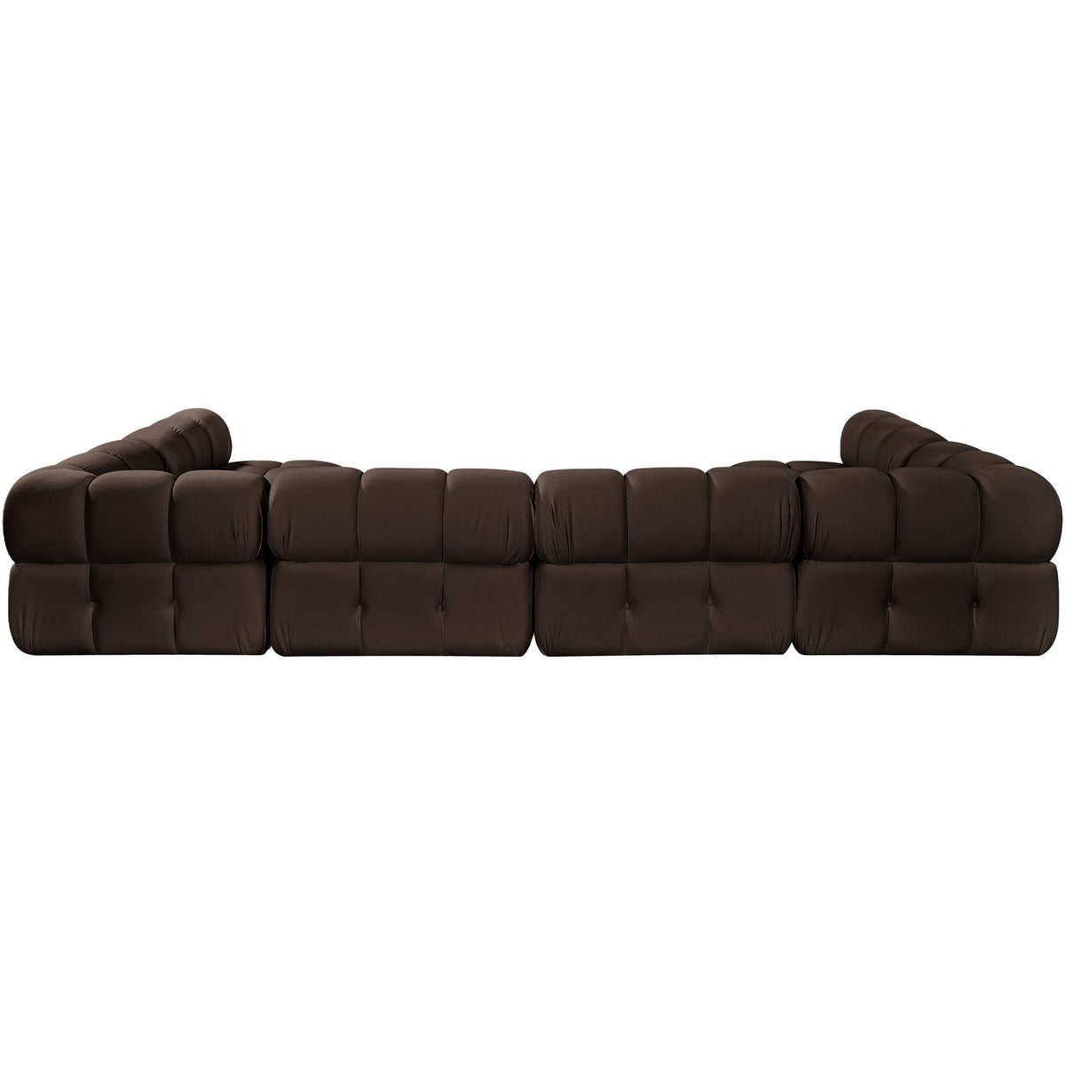 Orin Brown Velvet Performance Fabric Upholstered 6 Piece Modular Sectional Sofa