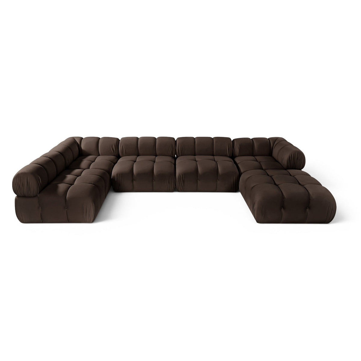 Orin Brown Velvet Performance Fabric Upholstered 6 pc. Modular Sectional, 148"W x 74"D x 28"H, primary product view